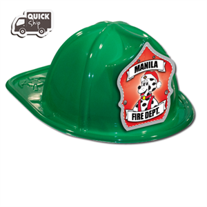 Imprinted Fire Hats - Green - Cappy Christmas Shield