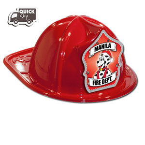 Imprinted Fire Hats - Red - Cappy Christmas Shield