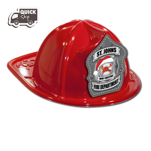 Imprinted Fire Hats - Red - Grey Christmas Shield