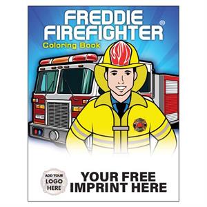 Imprinted Freddie Firefighter Coloring Book - Full Color Custom Logo