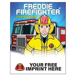 Imprinted Freddie Firefighter Coloring Book - Full Color Fire Truck