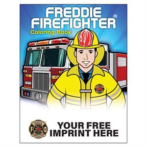 Imprinted Freddie Firefighter Coloring Book - Full Color Jr. FF Maltese