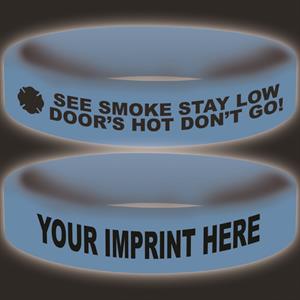 Imprinted Glow Awareness Band - Blue - See Smoke Stay Low Message