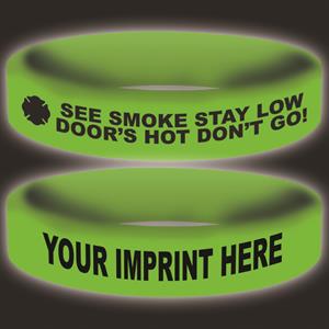 Imprinted Glow Awareness Band - Green - See Smoke Stay Low Message