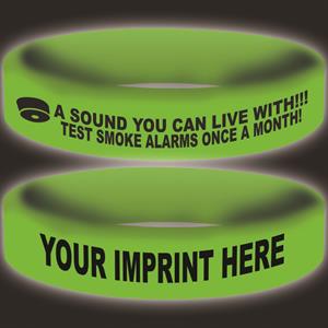 Imprinted Glow Awareness Band - Green - Smoke Alarm Message
