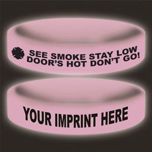 Imprinted Glow Awareness Band - Pink - See Smoke Stay Low Message