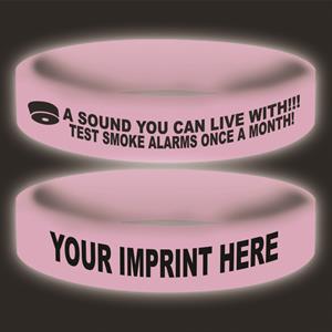 Imprinted Glow Awareness Band - Pink - Smoke Alarm Message