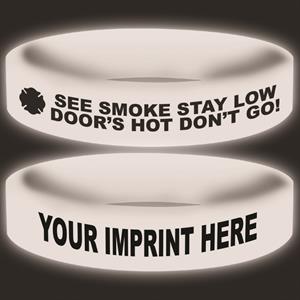 Imprinted Glow Awareness Band - White - See Smoke Stay Low Message