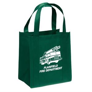 Imprinted Hunter Green Tote Bag - Fire Truck
