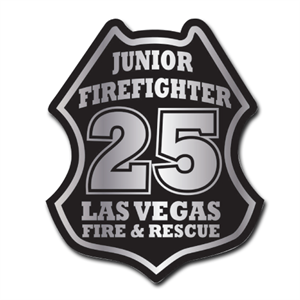 Imprinted Jr. Firefighter Stick-On Badge - Station Number - Silver