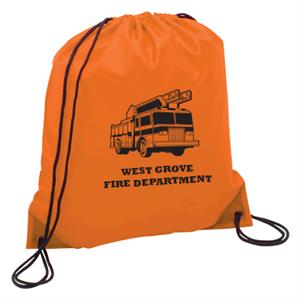 Imprinted Orange Cinch Backpack - Fire Truck