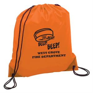 Imprinted Orange Cinch Backpack - Smoke Alarm
