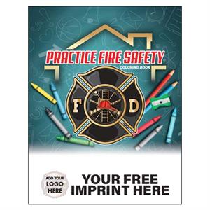 Imprinted Practice Fire Safety Coloring Book - Full Color Custom Logo