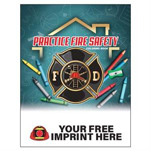 Imprinted Practice Fire Safety Coloring Book - Full Color Fire Truck
