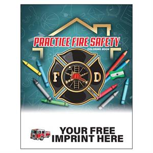 Imprinted Practice Fire Safety Coloring Book - Full Color Fire Truck