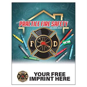 Imprinted Practice Fire Safety Coloring Book -Full Color Jr FF Maltese