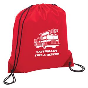 Imprinted Red Cinch Backpack - Fire Truck