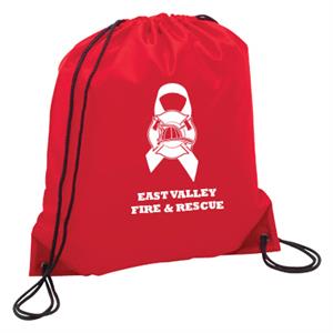 Imprinted Red Cinch Backpack - Ribbon Cross