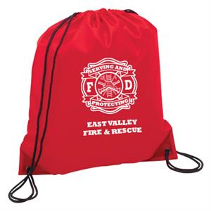 Imprinted Red Cinch Backpack - Serve & Protect