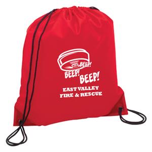 Imprinted Red Cinch Backpack - Smoke Alarm