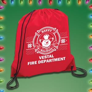 Imprinted Red Cinch Backpack - Snowman Maltese