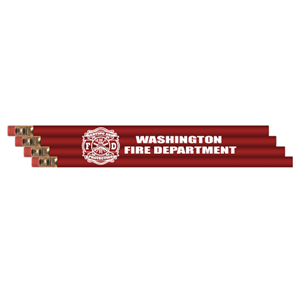 Imprinted Red Economy Pencils - Serving & Protecting Maltese Cross