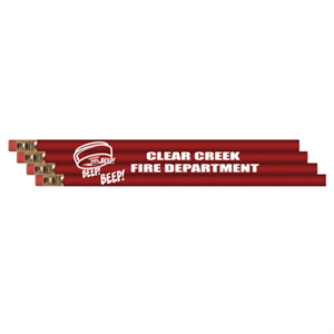 Imprinted Red Economy Pencils - Smoke Alarm