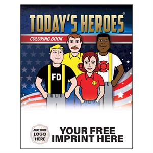 Imprinted Today's Heroes Coloring Book - Full Color Custom Logo