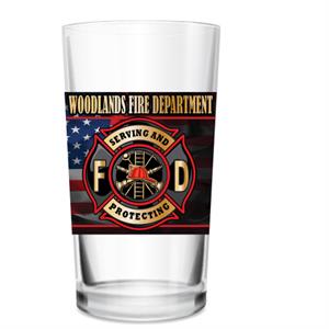 Imprinted16oz Pint Glass- Maltese Cross w/ Flag