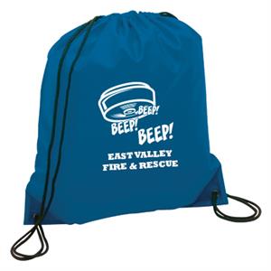 Impritned Blue Cinch Backpack - Smoke Alarm