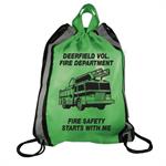 Lime Green Drawstring Backpack - Fire Truck