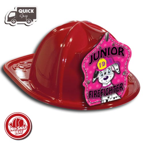 NEW-Red Fire Hat- Dalmatian Jr. Fire Chief Shield