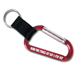 Red Carabiner When Fire Strikes Get Out & Stay Out