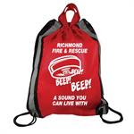 Red Drawstring Backpacks - Smoke Alarm