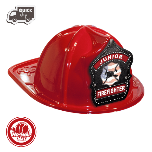 Red Fire Hat - Jr. FF Black Leather Maltese