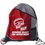 Red Smoke Alarm Pocket Drawstring Backpack