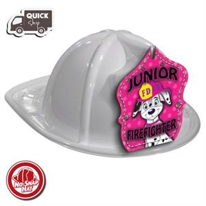 Stock White Fire Hat- Dalmation Jr. Fire Chief Shld