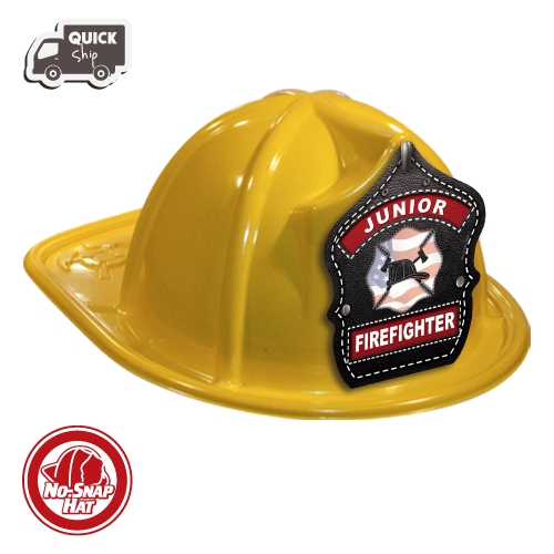 Yellow Fire Hat - Jr. FF Black Leather