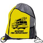 Yellow Fire Truck Pocket Drawstring Backpack
