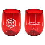 Custom 12 oz Plastic Stemless Cup - Red
