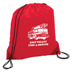 Imprinted Red Cinch Backpack - Fire Truck