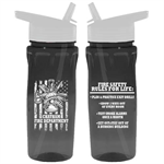 Custom Black 18 oz Bottle w/ Flip Up Straw