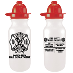 Imprinted 20 oz White Bike Bottle w/ Fire Hat Lid - Autism Awareness Ribbon