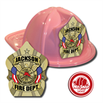 Custom Pink Hat with Gold Eagle Shield
