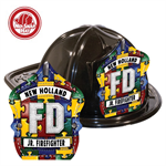 Custom Fire Hats - Black - Autism Awareness Puzzle Shield