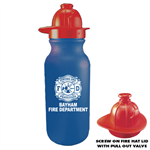 Imprinted 20 oz Blue Bike Bottle w/ Fire Hat Lid - Maltese Cross