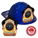 Custom Blue Hat w/ Maltese Cross and Flames Shield