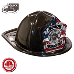 Stock Black Jr Firefighter Hat-Americana Shield