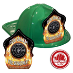 Custom Green Hat w/ Maltese Cross and Flames Shield