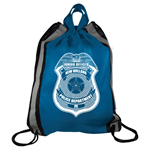 Custom Blue Police Reflective Drawstring Backpack